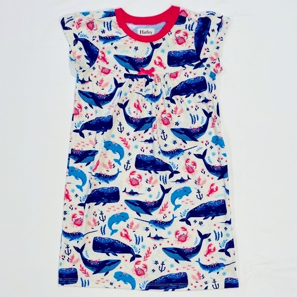 Hatley Pajamas Hatley Aquatic Friends Nightdress Girls 7 Whales